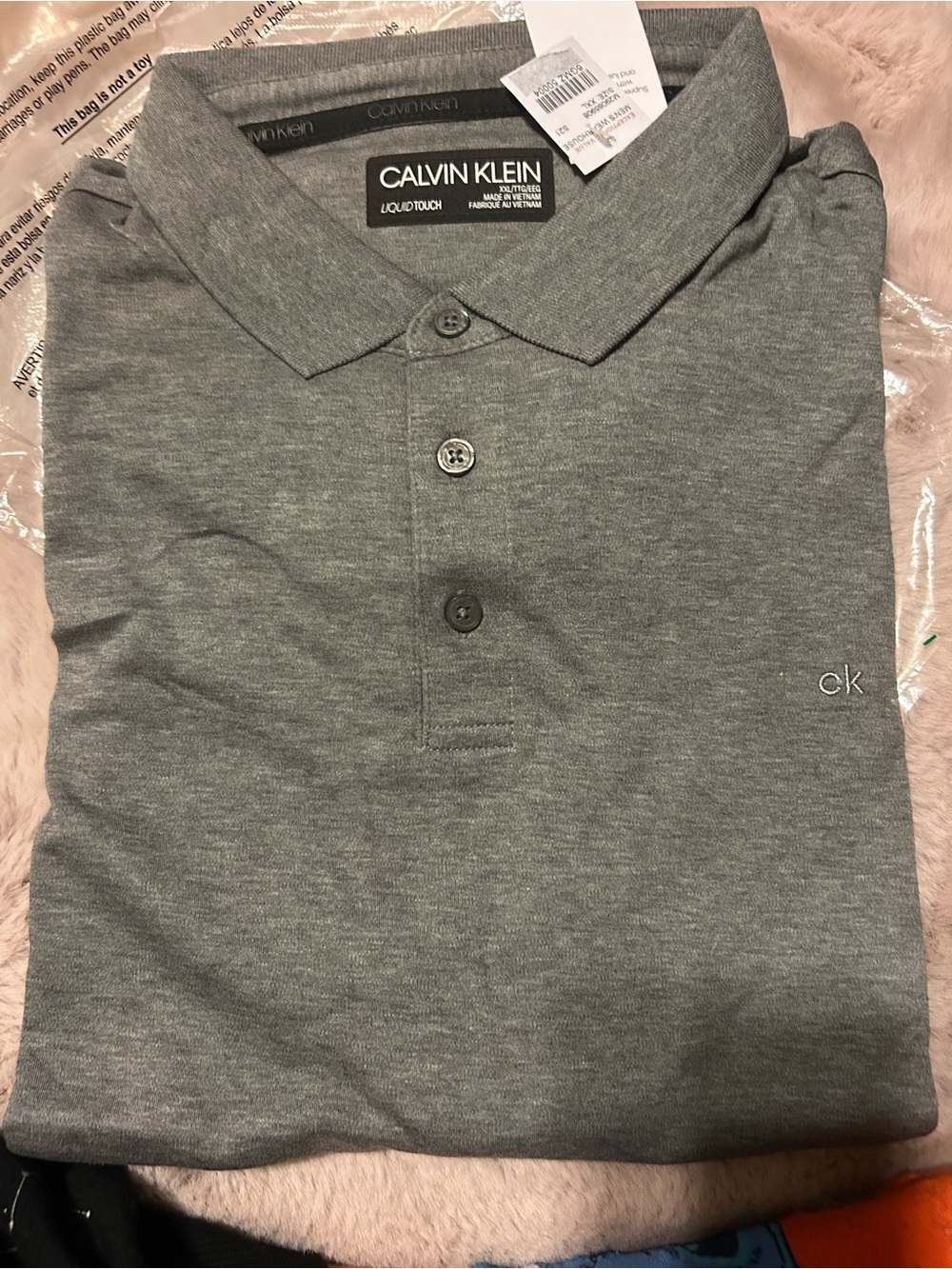 Calvin Klein Men's Heather Gray Liquid Touch Polo
